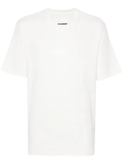 Jil Sander Crew Neck T-shirt In Cotton With Logo In White