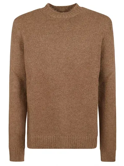 Jil Sander Crewneck Knitted Jumper In Brown