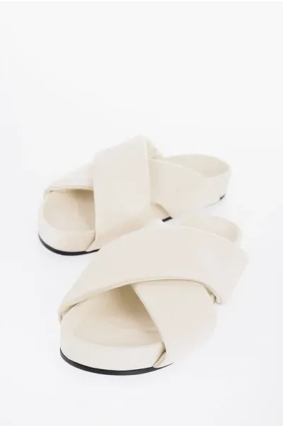 Jil Sander Criss Cross Designed Leather Sandals