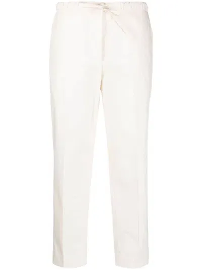 Jil Sander Cropped Cotton Trousers In Nude