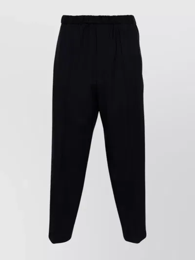 Jil Sander Relaxed Fit Wool Gabardine Cropped Pants In Black