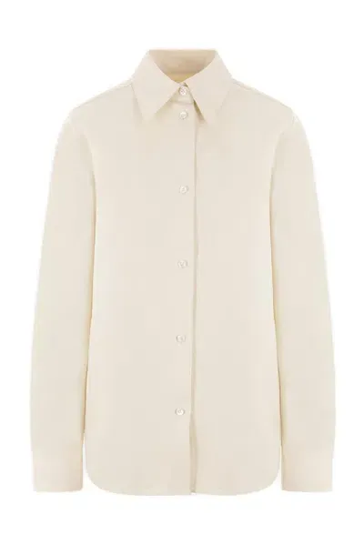 Jil Sander Curved Hem Poplin Shirt In White