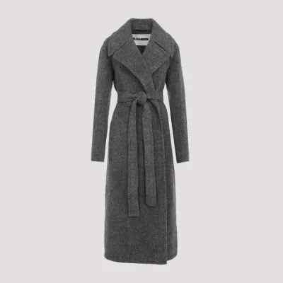 Jil Sander Double Breasted Coat In Grey