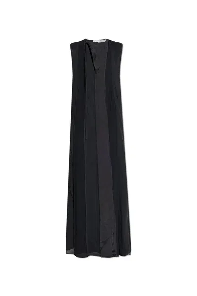 Jil Sander Double Layered Maxi Dress In Black