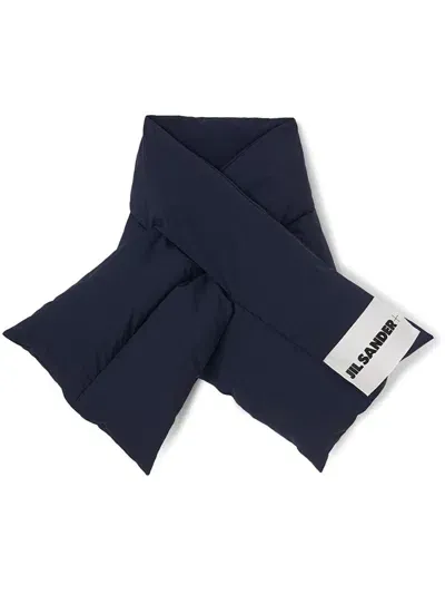 Jil Sander Down Scarf In Blue