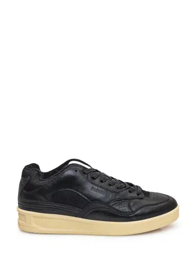 Jil Sander Panelled Low-top Leather Sneakers In Black