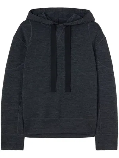 Jil Sander Drawstring Wool Hoodie In Gray