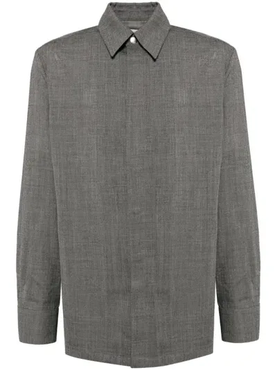 Jil Sander Felted Wool Flannel Shirt In Grey