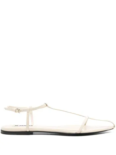 Jil Sander Flat Sandals In Chalk