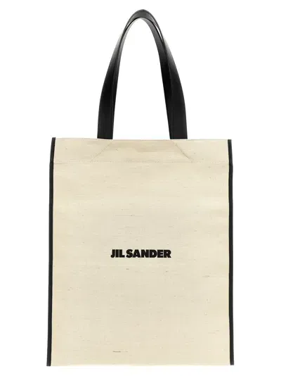 Jil Sander Flat Tote Bag In White/black