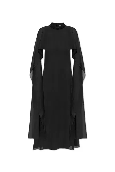 Jil Sander Flowing Sleeved Maxi Dress In Black