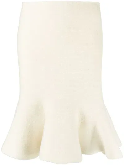 Jil Sander Fluted Cashmere-blend Wool Skirt In White