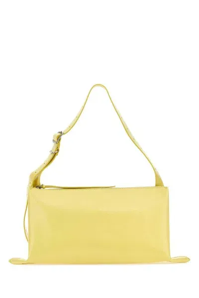 Jil Sander Folded Edge Zipped Medium Shoulder Bag In Yellow