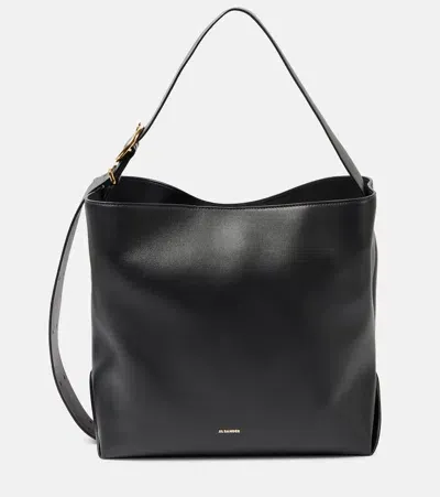 Jil Sander Medium Leather Tote Bag In Black