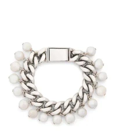 Jil Sander Pearl-pendant Chain Bracelet In Silver