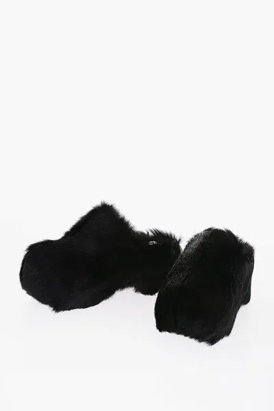 Jil Sander Fur Chunky Mules In Black