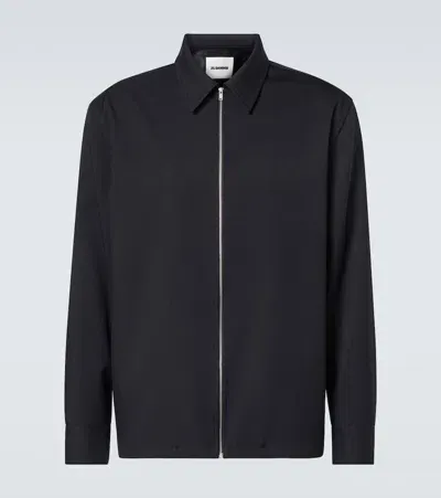 Jil Sander Regular Fit Zipped Shirt In Midnight