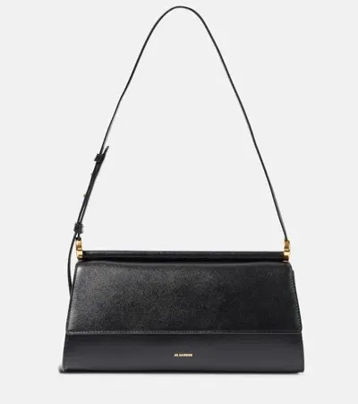 Jil Sander Ghost Leather Shoulder Bag In Black