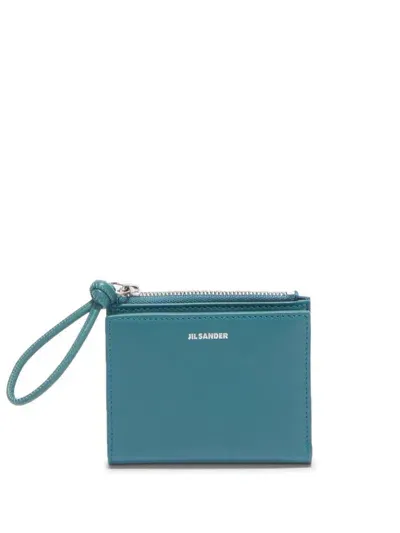 Jil Sander Giro Mini Leather Wallet In Blue