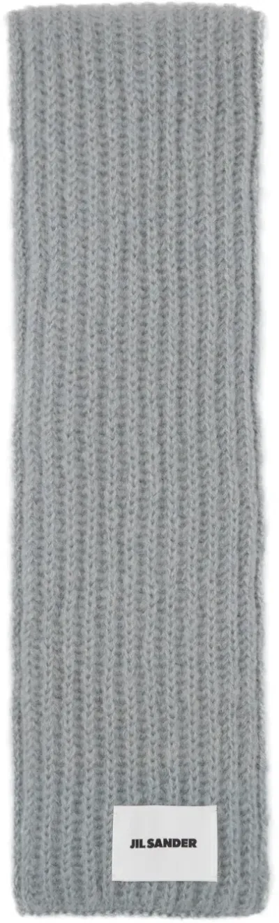 Jil Sander Gray Pd Scarf In 446 Aluminium