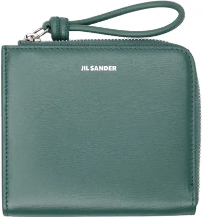 Jil Sander Green Giro Wallet In 431 Laguna