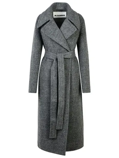 Jil Sander Grey Wool Blend Coat In Gray