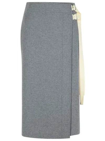 Jil Sander Grey Wool Blend Skirt In Gray