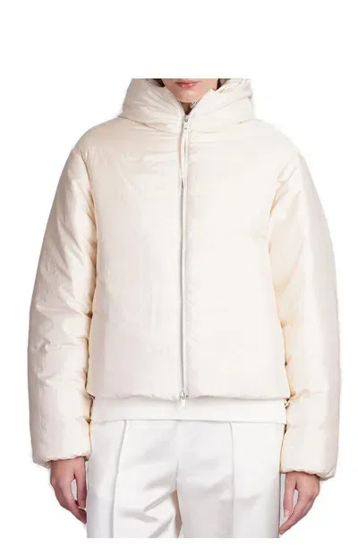 Jil Sander High Neck Puffer Down Jacket In White