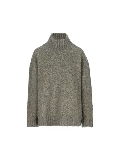 Jil Sander High-neck Ribbed Jumper In Military Green