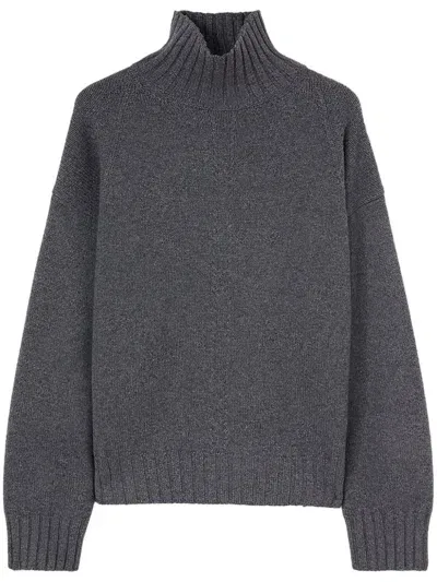 Jil Sander High-neck Ribbed-knit Jumper In Grey