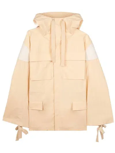 Jil Sander Hooded Oversize Windbreaker In Neutrals