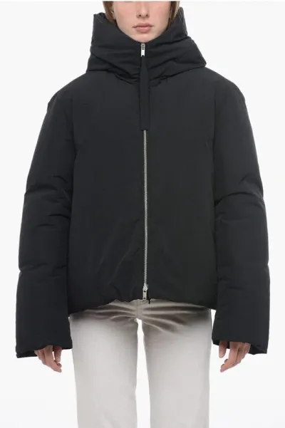 Jil Sander Oversized Cashmere Hooded Jacket In Black