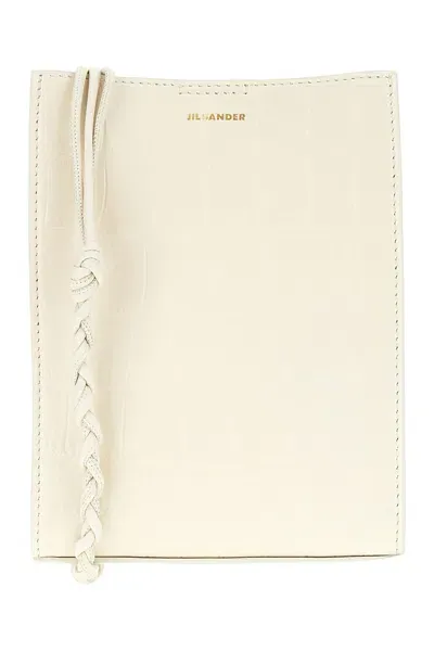 Jil Sander Ivory Leather Small Tangle Crossbody Bag In 105