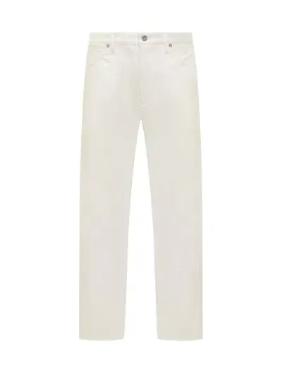 Jil Sander Button Detailed Straight Leg Jeans In White