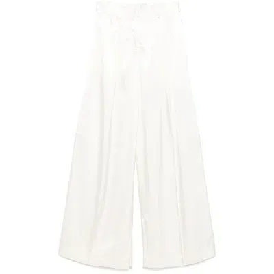 Jil Sander Wide-leg Cotton Trousers In White