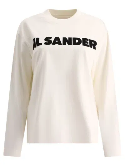 Jil Sander Off-white Printed Logo Long Sleeve T-shirt