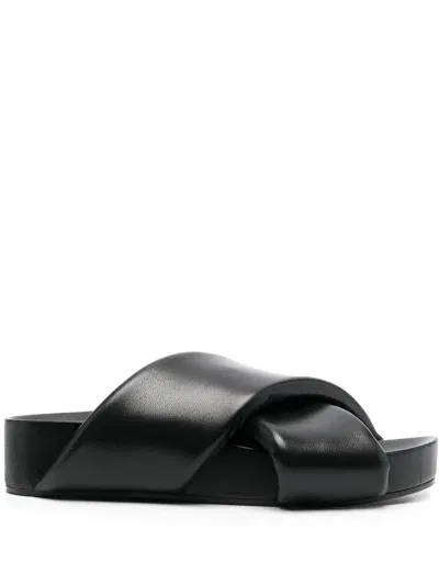 Jil Sander Slipper In Black Leather