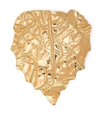 Jil Sander Leaf Brooch In Gold