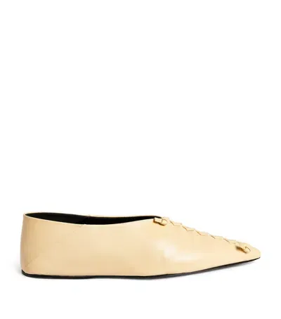 Jil Sander Leather Ballet Flats In Beige