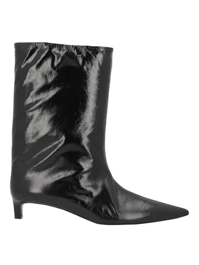 Jil Sander Leather Boots In Black