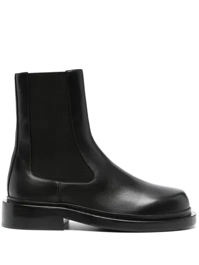 Jil Sander Leather Boots In Black