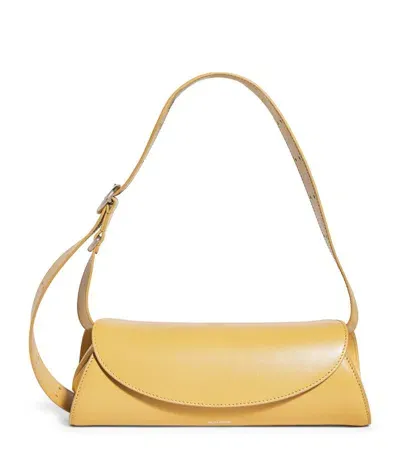 Jil Sander Small Cannolo Leather Shoulder Bag In Light Yellow