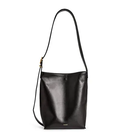 Jil Sander Cannolo Small Smooth Calfskin Tote Bag In Nero