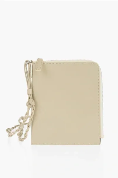 Jil Sander Leather Crossbody Wallet In Neutral