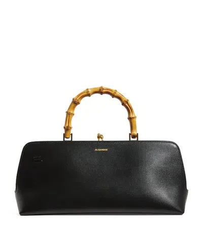 Jil Sander Goji Bamboo Leather Tote In Black