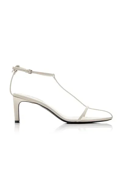 Jil Sander High 65 Leather Sandals In White