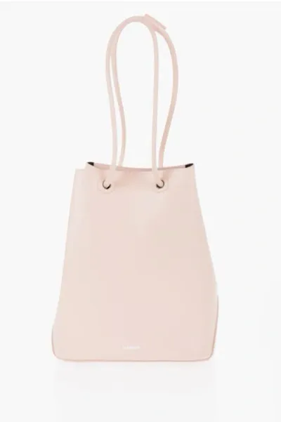 Jil Sander Leather Shopping Bag With Adjustable Handles In Pink