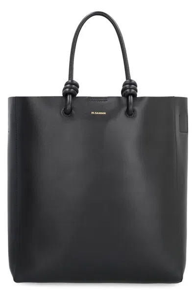 Jil Sander Leather Tote In Black