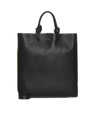 Jil Sander Leather Tote In Black