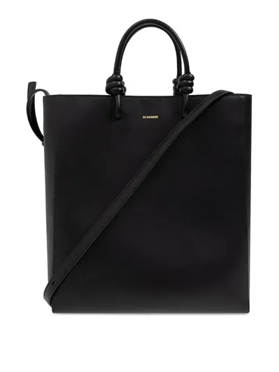 Jil Sander Leather Tote In Negro